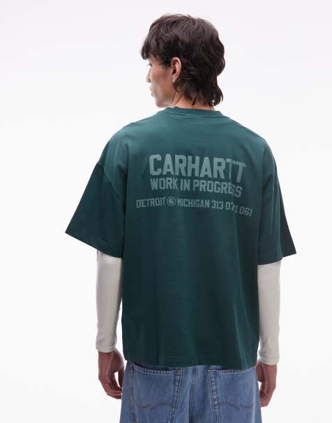 Carhartt WIP - Distance - Mørkegrøn T-shirt med firkantet pasform - view 1