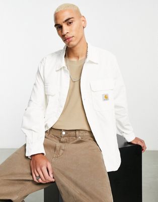 Carhartt WIP Dixon corduroy overshirt in off white - ASOS Price Checker