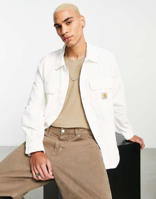 Carhartt WIP – Dixon – Hemdjacke aus Cord in gebrochenem Weiß