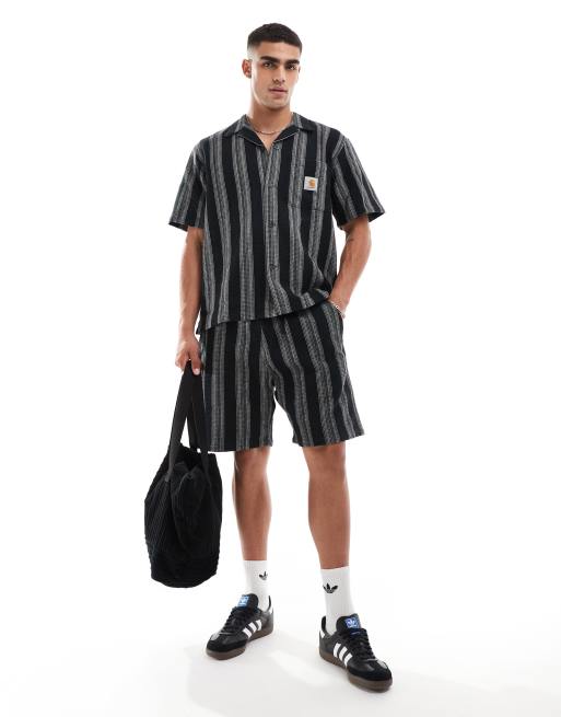 Carhartt WIP - Dodson - Camicia a maniche corte nera a righe in coordinato