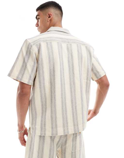 Carhartt WIP - Dodson - Gestreept overhemd met korte mouwen in crème, deel van co-ord set, 2 van 4
