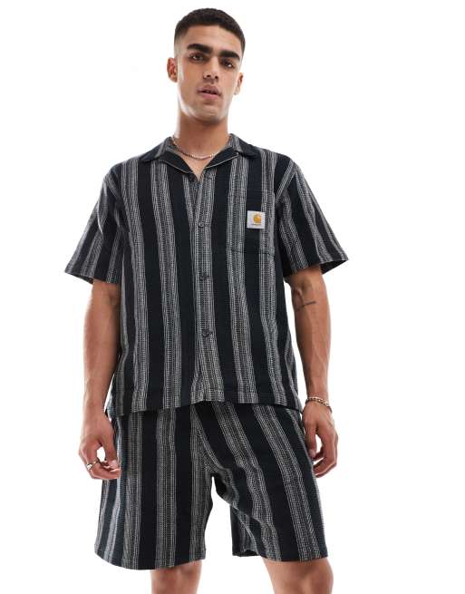 Carhartt WIP Dodson stripe shorts in black (part of a set), 3 of 5