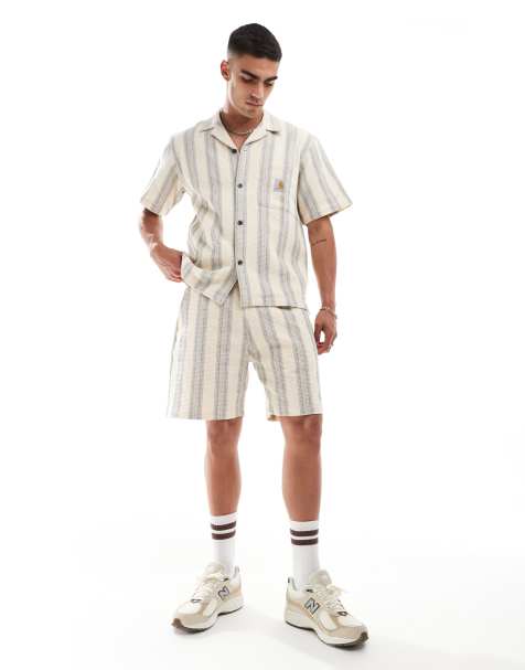 Carhartt WIP Dodson stripe shorts in ecru (part of a set) - view 1