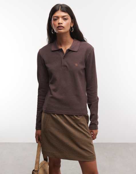 Carhartt WIP Dora long sleeve polo in dark brown - view 1