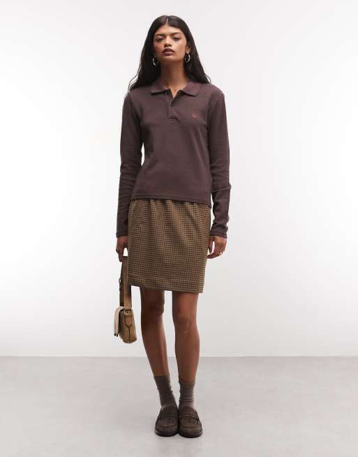 Carhartt WIP Dora long sleeve polo in dark brown, 2 of 4