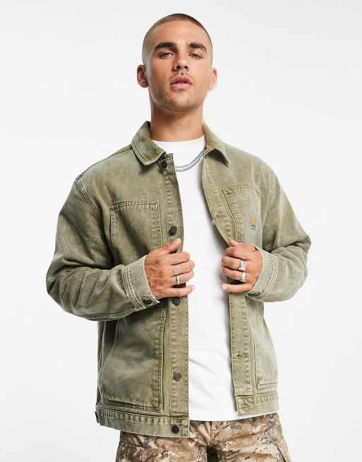 Carhartt WIP double front demin jacket in washed green | ASOS