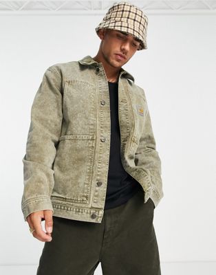 Carhartt WIP double front demin jacket in washed green