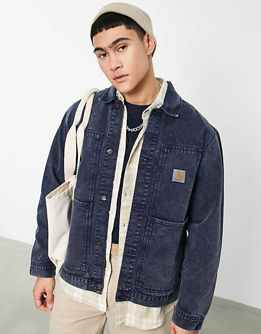 Carhartt WIP double front demin jacket in washed navy | ASOS