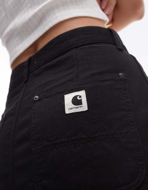 Carhartt WIP double knee denim midi skirt in black, 5 of 6