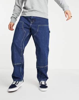 Carhartt Double Knee Denim Pants In Blue Stone Wash | ModeSens