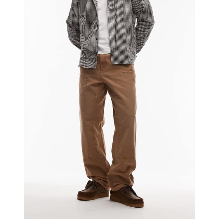 Carhartt WIP double knee loose fit trousers in brown | ASOS