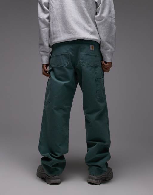 Carhartt WIP double knee pants in washed green | ASOS