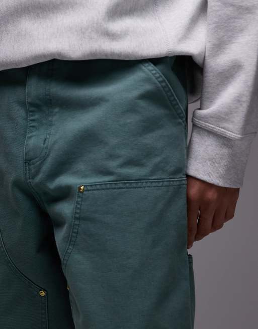 Carhartt WIP double knee pants in washed green | ASOS
