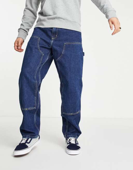 Carhartt WIP double knee relaxed jeans in blue stone wash | ASOS