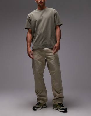 Джинсы прямого кроя Carhartt WIP с двойным коленом свободного кроя коричневого цвета, выстиранные мелом