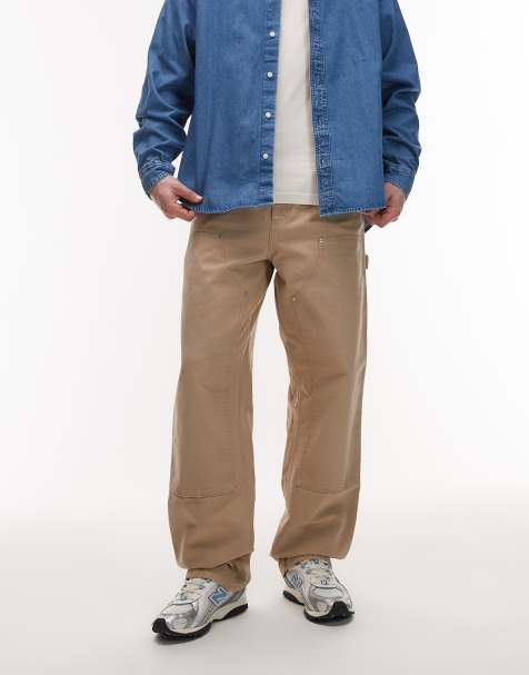 Carhartt WIP double knee relaxed straight fit jeans in washed beige - view 1