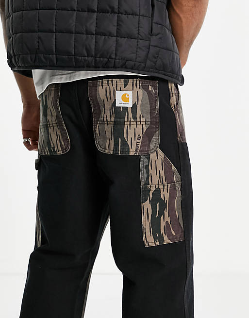 Carhartt WIP Double Knee relaxed straight fit pants in camo