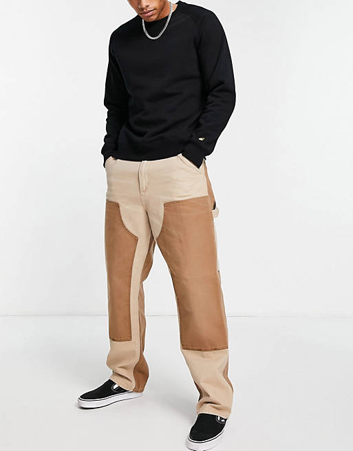 Carhartt WIP double knee relaxed straight fit trousers in brown