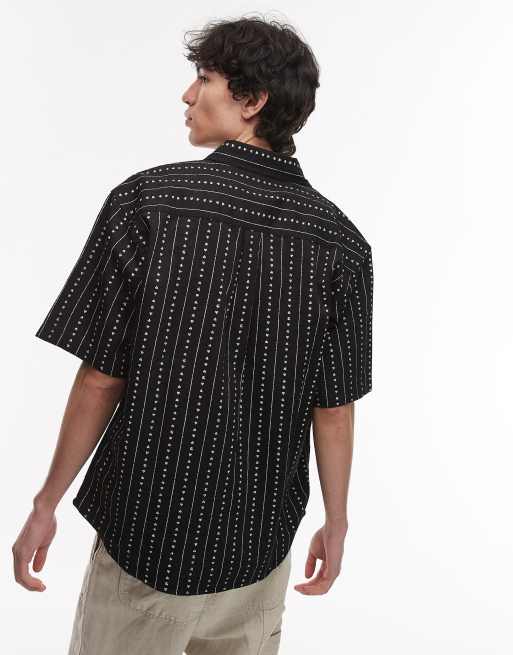 Carhartt WIP - Drewe - Chemise manches courtes à rayures et motif cœur - Noir, 3 de 4