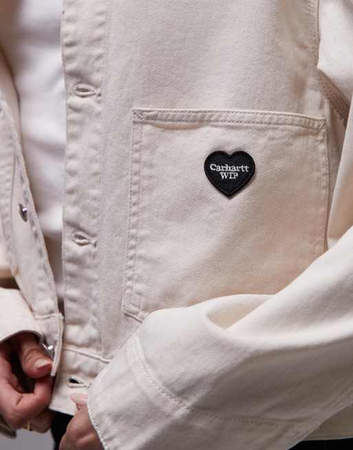 Carhartt WIP drewe jacket with heart logo in white | ASOS