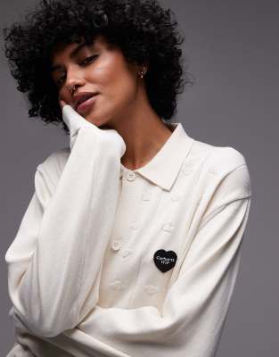Carhartt Drewe Knit Cardigan With Heart Logo In White