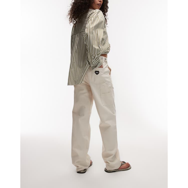 Carhartt WIP drewe relaxed carpenter trousers with heart logo in