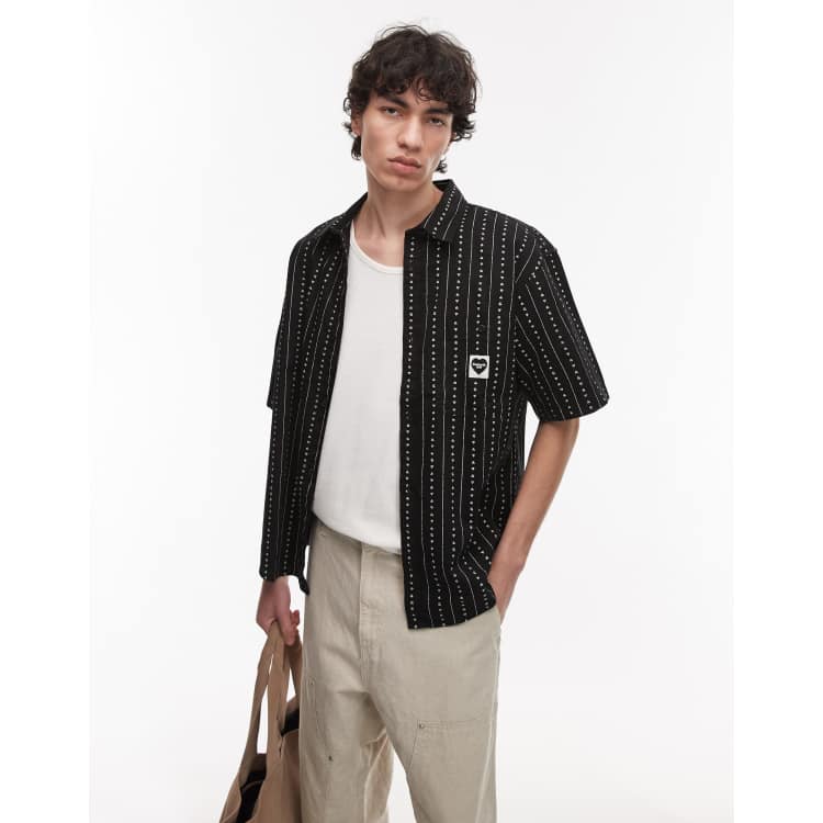 Carhartt WIP　SHORT-SLEEVE DREWE SHIRTS Carhartt WIP Drewe Shirt | Ink / Natural Heart C Pinstripe