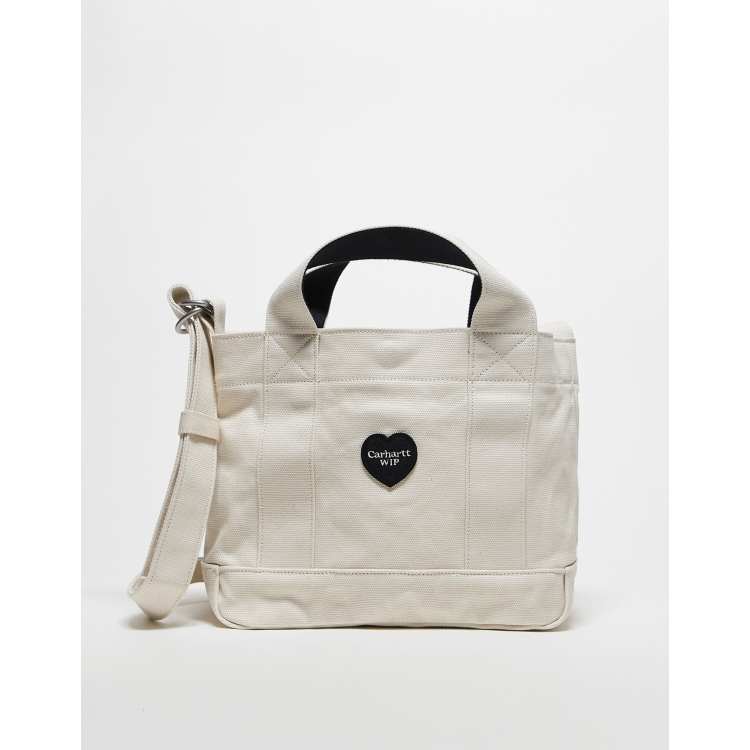Carhartt WIP Drewe tote with heart logo in cream | ASOS