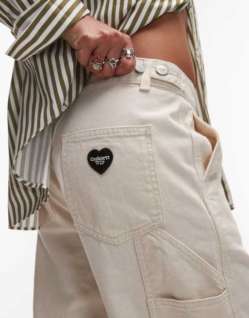 Carhartt WIP – Drewe – Vita byxor med hjärtlogga , 3 av 5