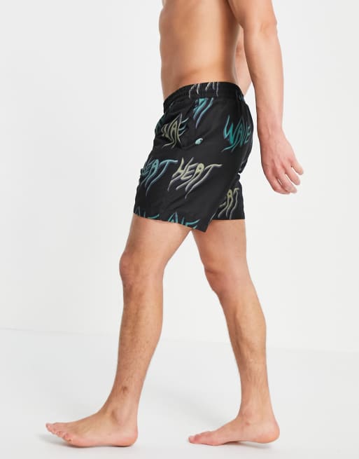 Carhartt WIP – Drift – Czarne szorty kąpielowe z nadrukiem „Heatwave”, 4 z 4