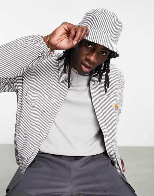 Carhartt WIP dryden seersucker check jacket in blue