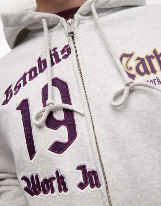 Carhartt WIP dual zip through hoodie in grey, 5 of 5