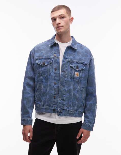 Carhartt WIP - Duck Helston - Blå denimjakke med camouflage-design - view 1