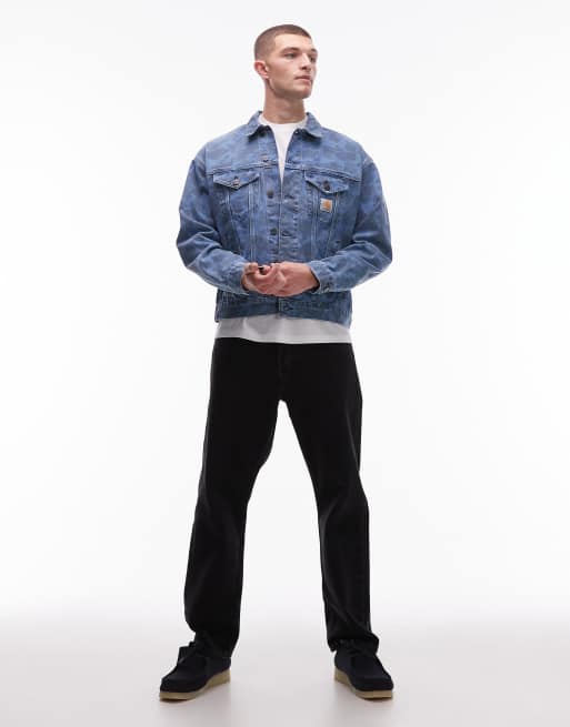Carhartt WIP - Duck Helston - Blå denimjakke med camouflage-design, 2 af 5