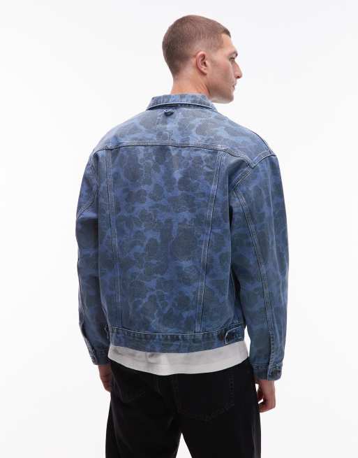 Carhartt WIP - Duck Helston - Blå denimjakke med camouflage-design, 3 af 5