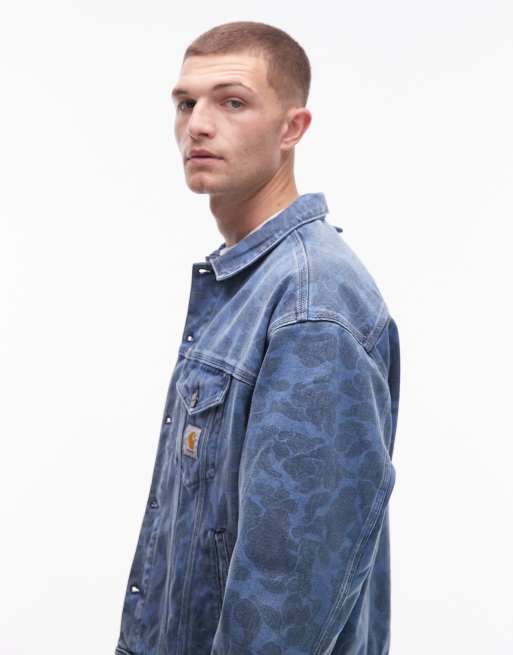 Carhartt WIP - Duck Helston - Blå denimjakke med camouflage-design, 4 af 5