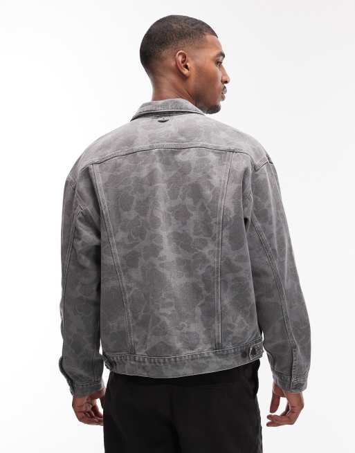Carhartt WIP - Duck Helston - Denim jack met camouflageprint in grijs, 3 van 5