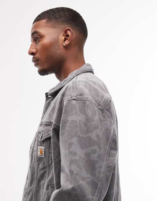 Carhartt WIP - Duck Helston - Denim jack met camouflageprint in grijs, 4 van 5