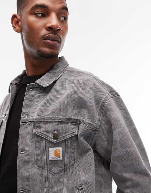 Carhartt WIP - Duck Helston - Denim jack met camouflageprint in grijs, 5 van 5