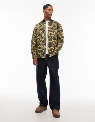 Carhartt Duck Long Sleeve Camo Shirt In Green