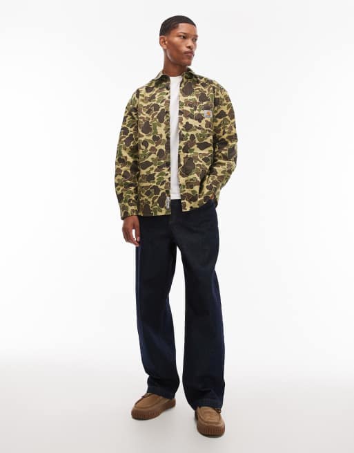 Carhartt WIP Duck long sleeve camo shirt in green, 2 of 5