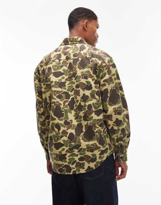 Carhartt WIP Duck long sleeve camo shirt in green, 3 of 5