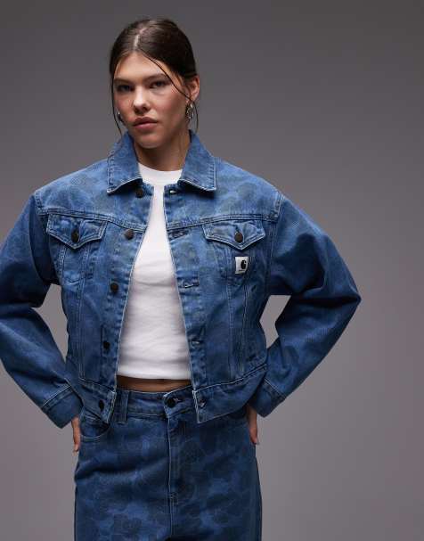 Carhartt WIP - Duck Orell - Denim jack met camouflageprint in blauw - view 1