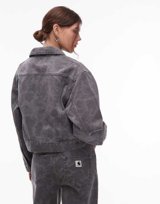 Carhartt WIP – Duck Orell – Jeansjacke in Grau mit Military-Muster, 4 von 4