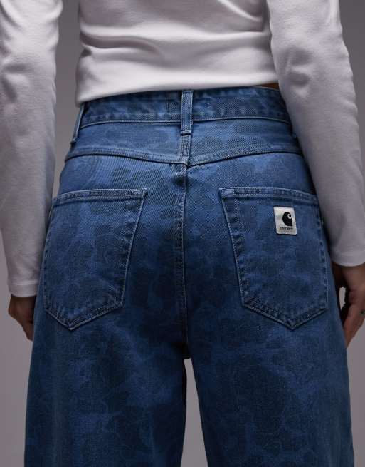 Carhartt WIP duck orell tapered jeans in blue camo, 4 of 5