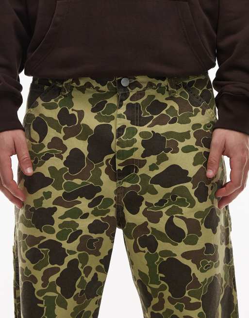 Carhartt WIP - Duck - Pantaloni dritti verdi mimetici con ginocchia singole, 5 di 5