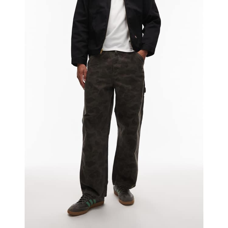 Carhartt WIP duck single knee straight leg trousers in dark grey