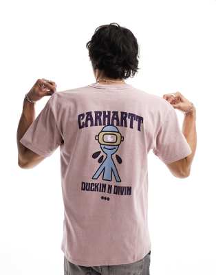 Carhartt WIP Duckin back print t-shirt in pink
