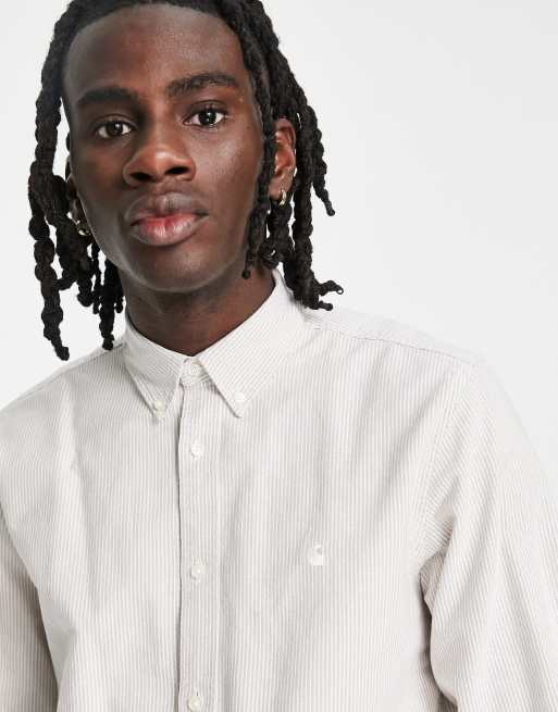 Carhartt WIP duffield stripe shirt in beige | ASOS