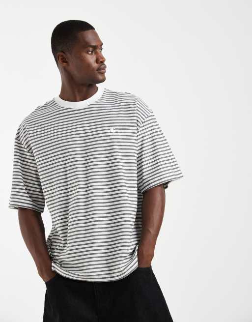 Carhartt WIP dupree stripe t-shirt in white, 3 of 5